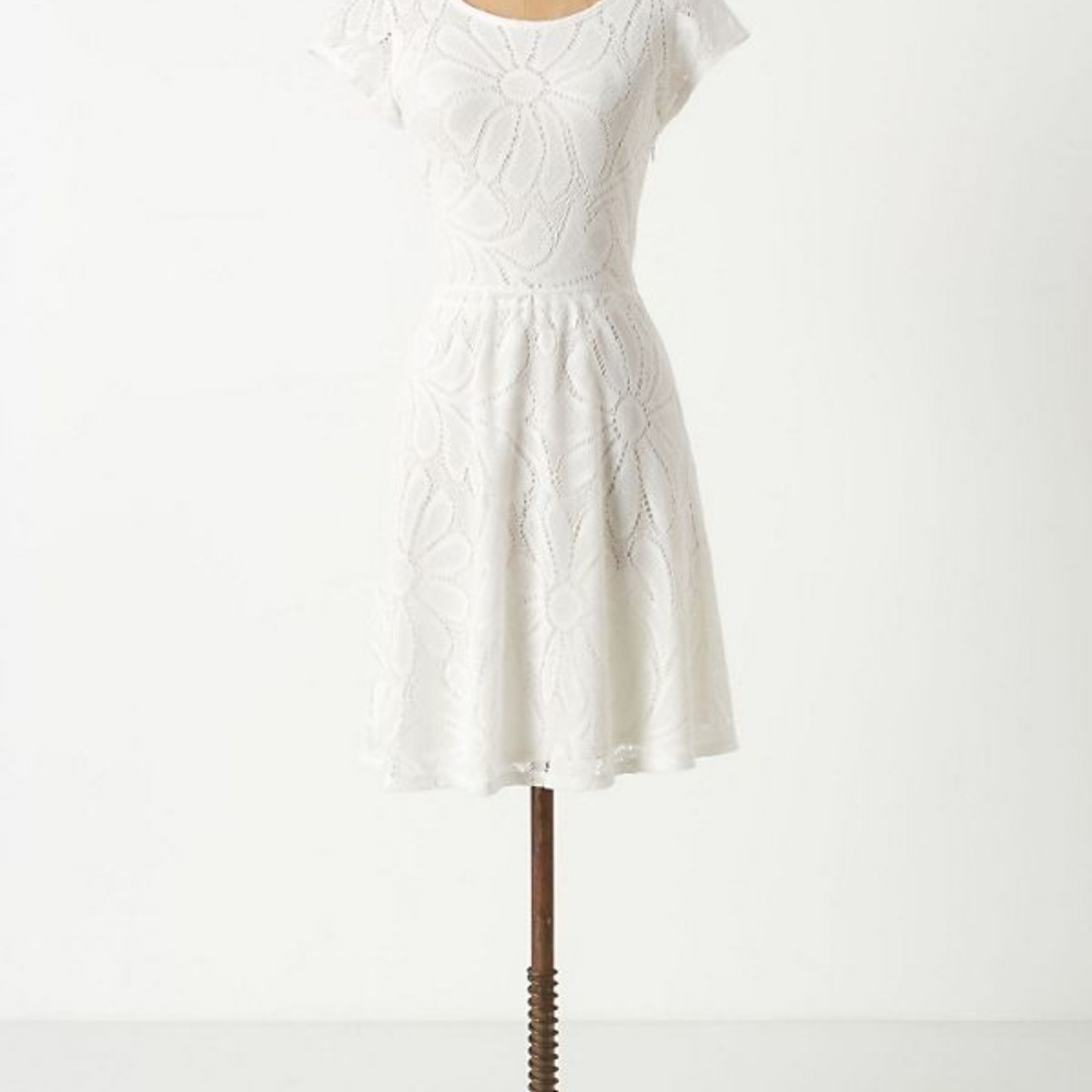 NWT Anthropologie Deletta Fluttering Dress S white